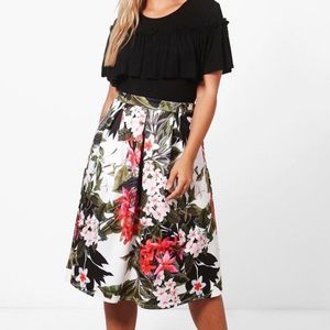 Boohoo Curve Midi Skater Skirt